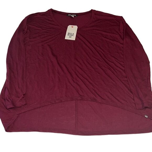 Billabong  Burgundy Long Drop Shoulder Sleeves V Neck Top Size S NWT - Picture 10 of 11